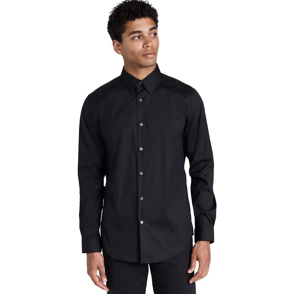Theory Solid Black Long Sleeve Button Up Work Dress Shirt Men’s Size 15 32/33